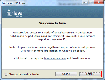 Instalace aplikace JAVA